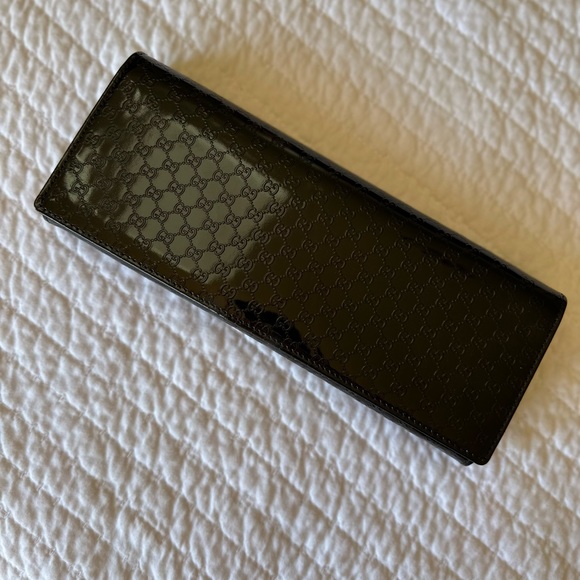 Authentic Gucci Patent Microguccissima Small Broadway Clutch Black - Picture 2 of 7